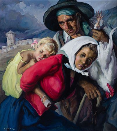Family with a rooster by Emilio Molina Nunez - Auction record, sale price, and art valuation. Compare with similar artists and explore comparable artworks.