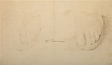 "Study of feet with sandals"