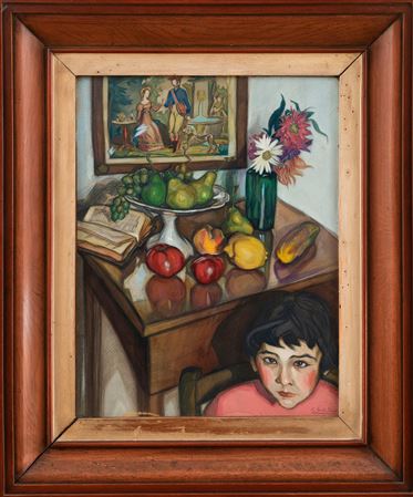 "Still Life of Fruits and Flowers with a Girl"