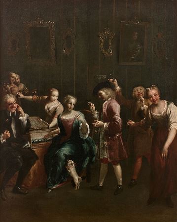 The spinet player and her admirers