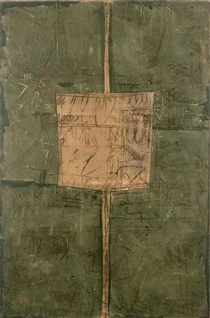Palimpsest effigy in gold on green - 1962 by Georges Noel - Auction record, sale price, and art valuation. Compare with similar artists and explore comparable artworks.