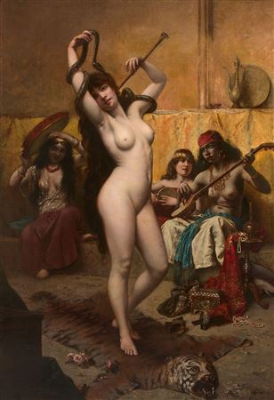 La danse du serpent, 1903 by Agapit Stevens - Auction record, sale price, and art valuation. Compare with similar artists and explore comparable artworks.