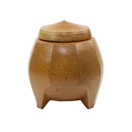 Salt Glazed Faceted Round Lidded Jar