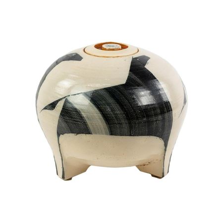 Large Salt glazed 'Horses' Lidded Jar