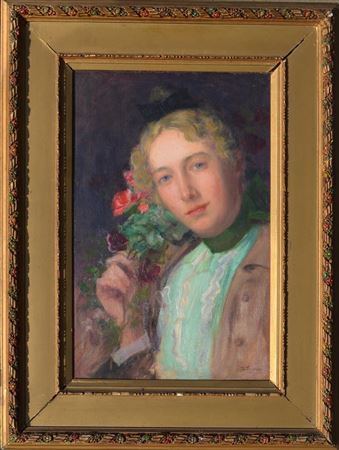 Portrait with a bouquet by August Reinhold Franzen - Auction record, sale price, and art valuation. Compare with similar artists and explore comparable artworks.