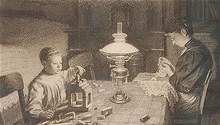 Mother and child in the evening