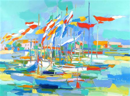 Colorful harborscape