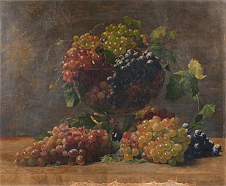 Table top still-life with grapes