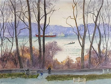 Riverscape with figures