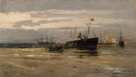 SHIPS AT DUSK, 1886