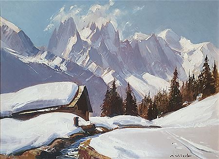Châlet near a snowy road
