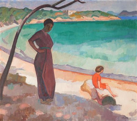 Mother and Child on the Beach, 1913 by Paul Basilius Barth - Auction record, sale price, and art valuation. Compare with similar artists and explore comparable artworks.