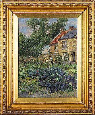 Washing Day; a sunlit cottage garden