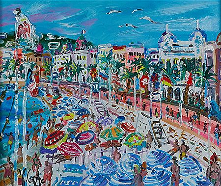 "The umbrellas on the Bay of Angels in Nice"