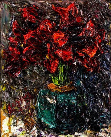 Red Flowers in Vase by Awiki - Auction record, sale price, and art valuation. Compare with similar artists and explore comparable artworks.