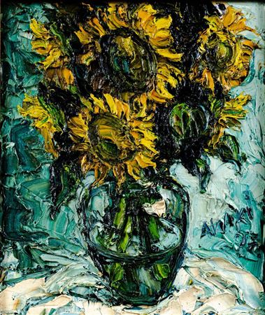 Sun Flowers by Awiki - Auction record, sale price, and art valuation. Compare with similar artists and explore comparable artworks.