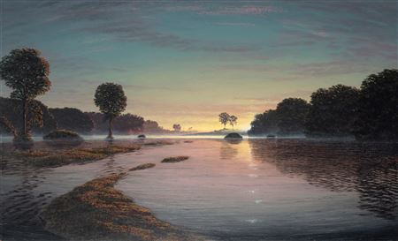Flooded River with Emerging Crescent by Stephen Hannock - Auction record, sale price, and art valuation. Compare with similar artists and explore comparable artworks.