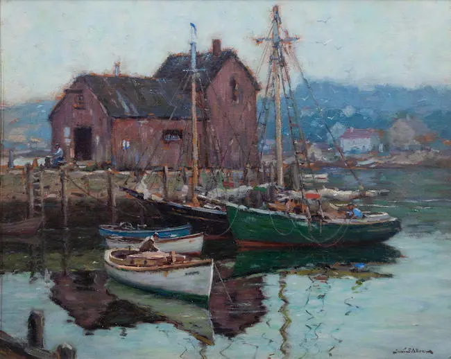 Gray Day, Rockport by Junius Allen - Auction record, sale price, and art valuation. Compare with similar artists and explore comparable artworks.