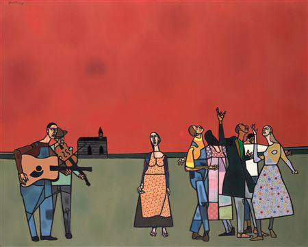 Country Gospel Music by Robert Gwathmey - Auction record, sale price, and art valuation. Compare with similar artists and explore comparable artworks.