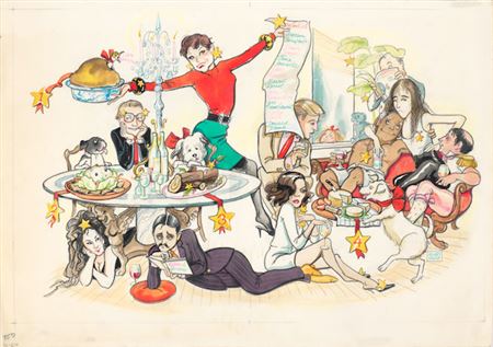 WATERCOLOR FOR ANDY WARHOL'S INTERVIEW MAGAZINE.