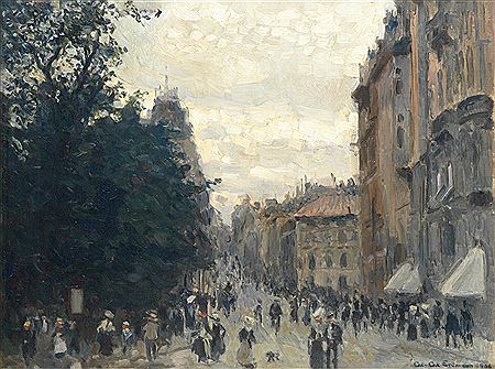 A view of a busy street, probably Stockholm