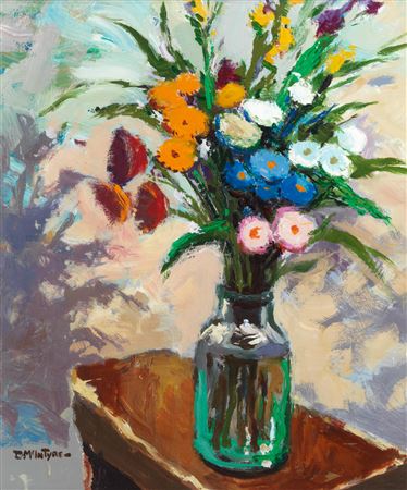 Flowers in a Green Jar