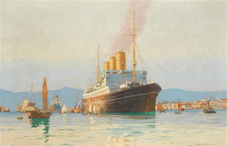 The Canadian Pacific liner Empress of Canada lying in Hong Kong harbour
