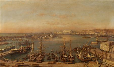 'Depuis les toits, Port de Genoa'