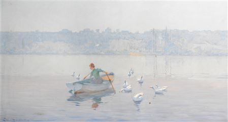 Rowing on a summer lake