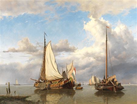 Shipping in a calm estuary by Willem Anthonie Deventer - Auction record, sale price, and art valuation. Compare with similar artists and explore comparable artworks.