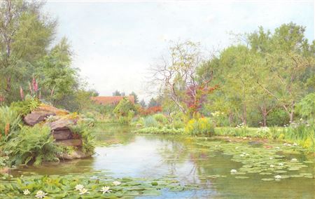 Spring blooms, The lily pond; a pair