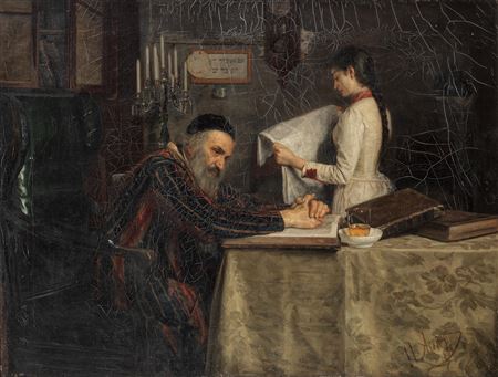 Sample artwork by Isaak Lwowitsh Ashknazii (1856 - 1902), known for figure, portrait, religious scenes - View similar artists and auction records