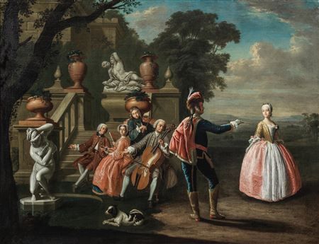 Calm: English ships and other small craft off a distant shore in a carved and gilded English Chippendale-style frame