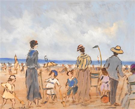 Sample artwork by Henry Saint Clair (1899 - 1990), known for beach and harbor scene painting - View similar artists and auction records