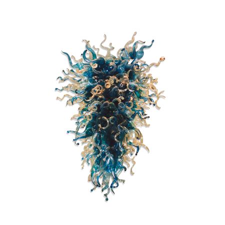 Prussian Blue Chandelier with Silver Leaf