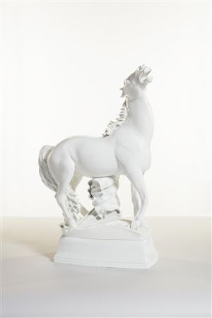 A very rare Meissen large white model of a horse