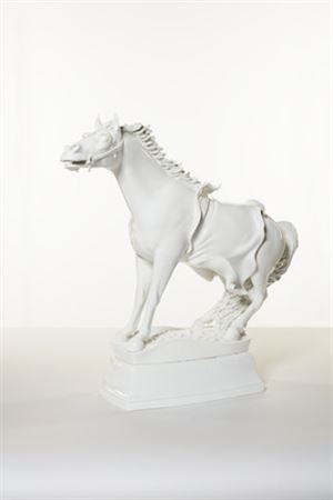 A very rare Meissen large white model of a horse