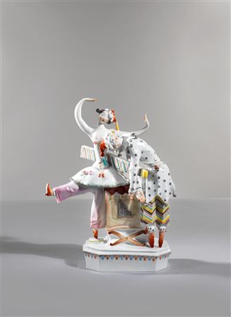 A very rare Meissen group of Petruschka, circa 1930-1933