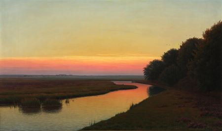 Landscape with sunset