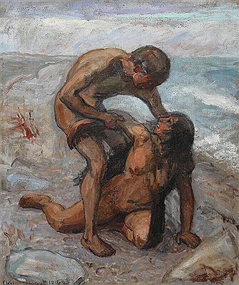 Landscape with naked woman and man