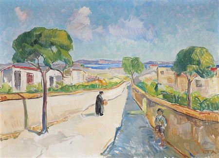 Landscape with houses and figures