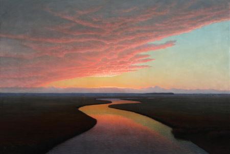 Landscape with a sunset.
