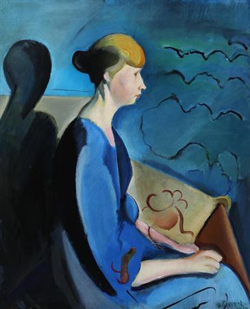 A woman in blue by Otto Sievert - Auction record, sale price, and art valuation. Compare with similar artists and explore comparable artworks.