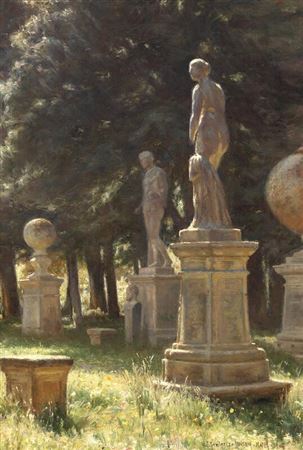 Statues in the Villa Borghese Gardens in Rome