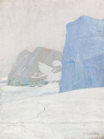View from Greenland with icebergs by Achton Friis - Auction record, sale price, and art valuation. Compare with similar artists and explore comparable artworks.