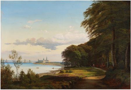 An afternoon day in Elsinore with Kronborg castle in the distance