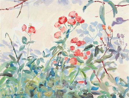 Garden scene with roses.