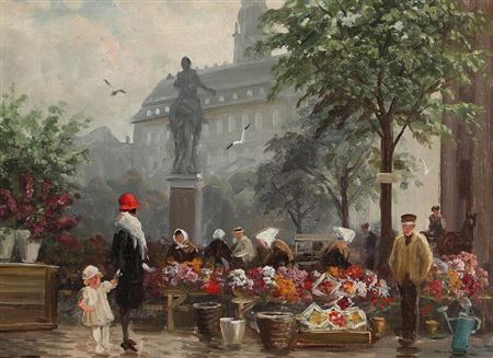 From the flowermarket on Højbro Plads, Copenhagen by Edmund Fischer - Auction record, sale price, and art valuation. Compare with similar artists and explore comparable artworks.