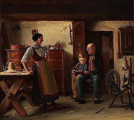 “Hjemmelectien”. Homework. Interior with a boy doing his homework. by Christian Thorrestrup - Auction record, sale price, and art valuation. Compare with similar artists and explore comparable artworks.