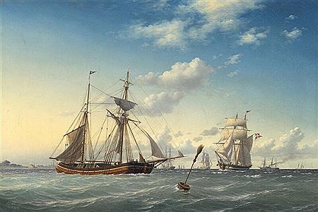 Ships in the Sound off Copenhagen